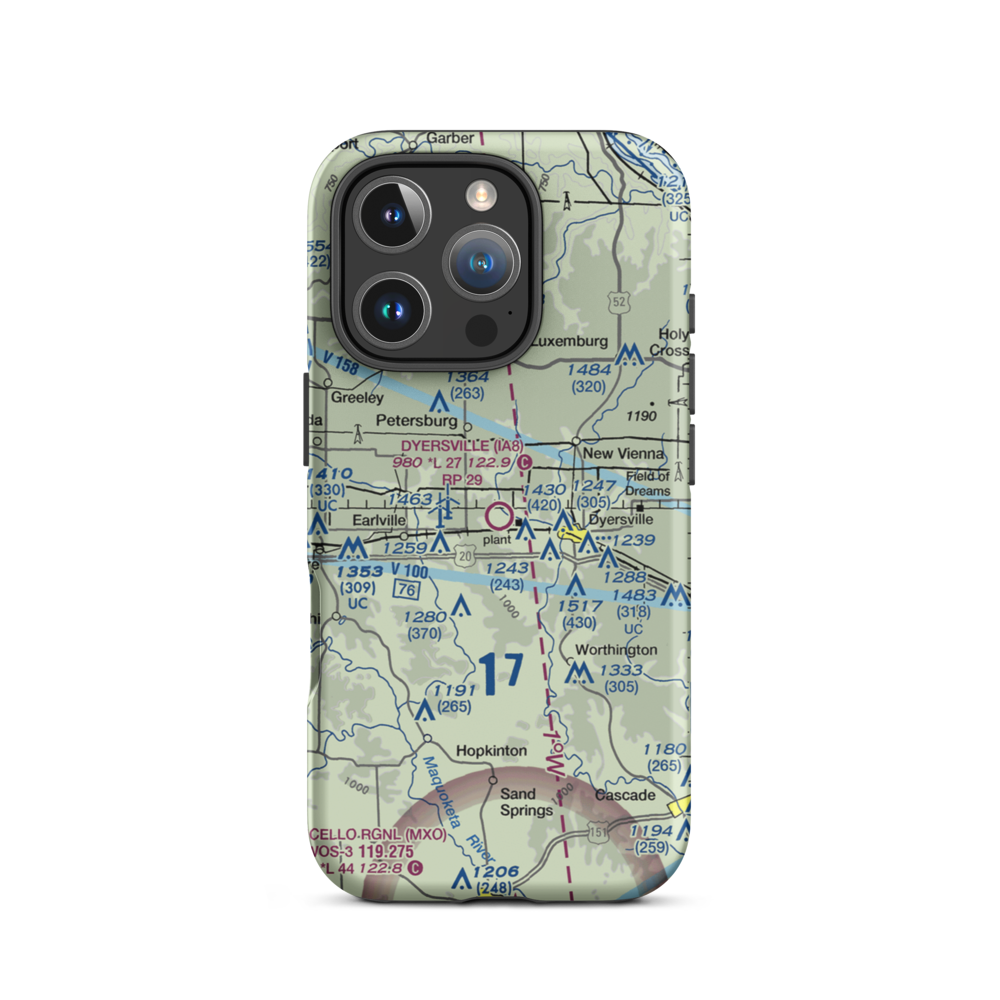 Dyersville Area Airport (IA8) VFR Sectional  Tough iPhone Case iPhone 16 Pro model shown
