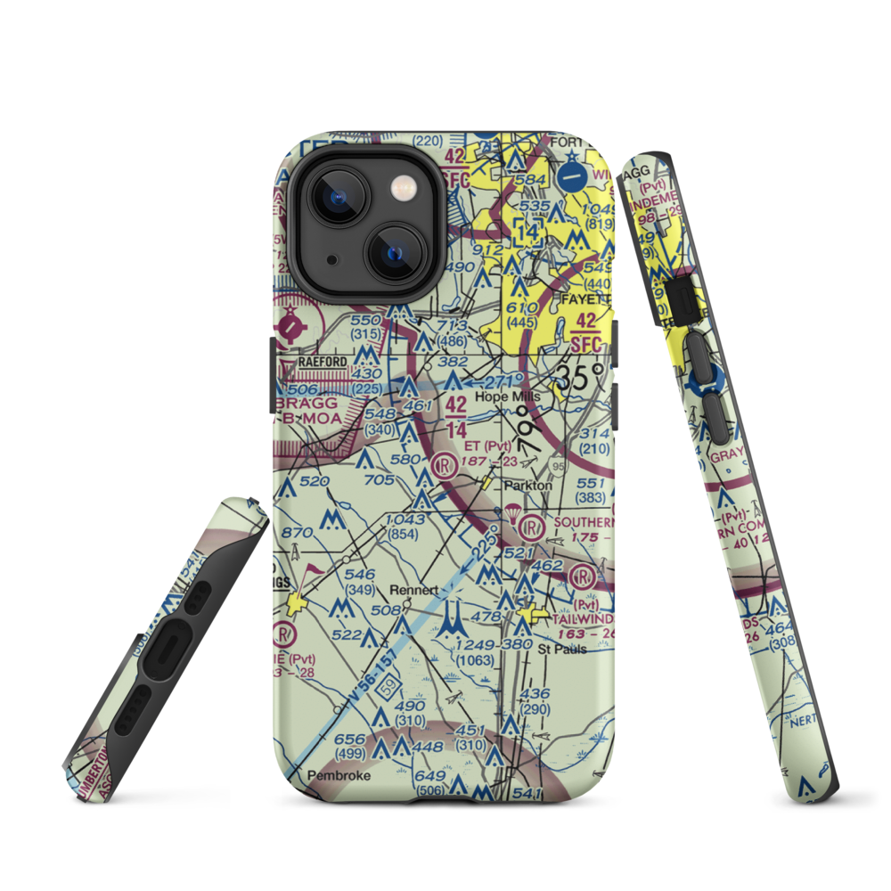E T Field (NC71) VFR Sectional  Tough iPhone Case iPhone 14 model shown