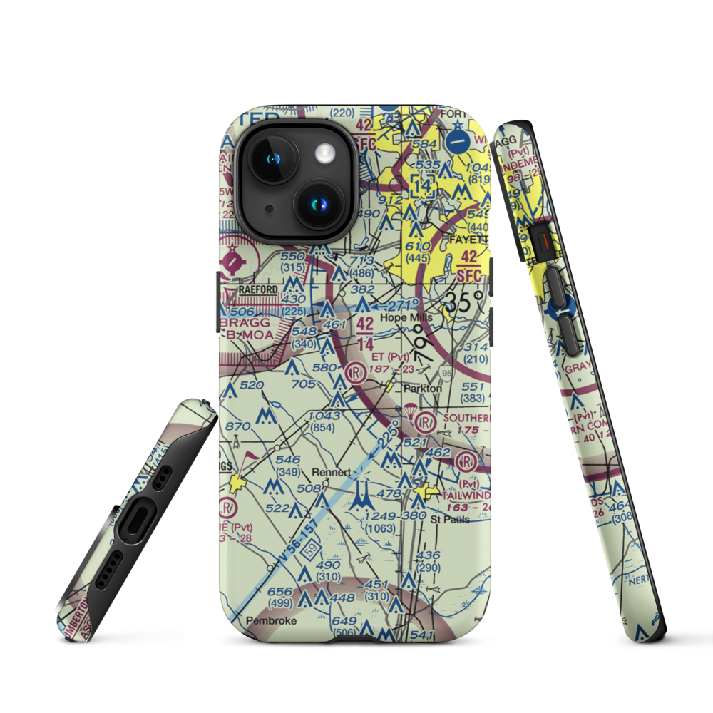 E T Field (NC71) VFR Sectional  Tough iPhone Case iPhone 15 model shown