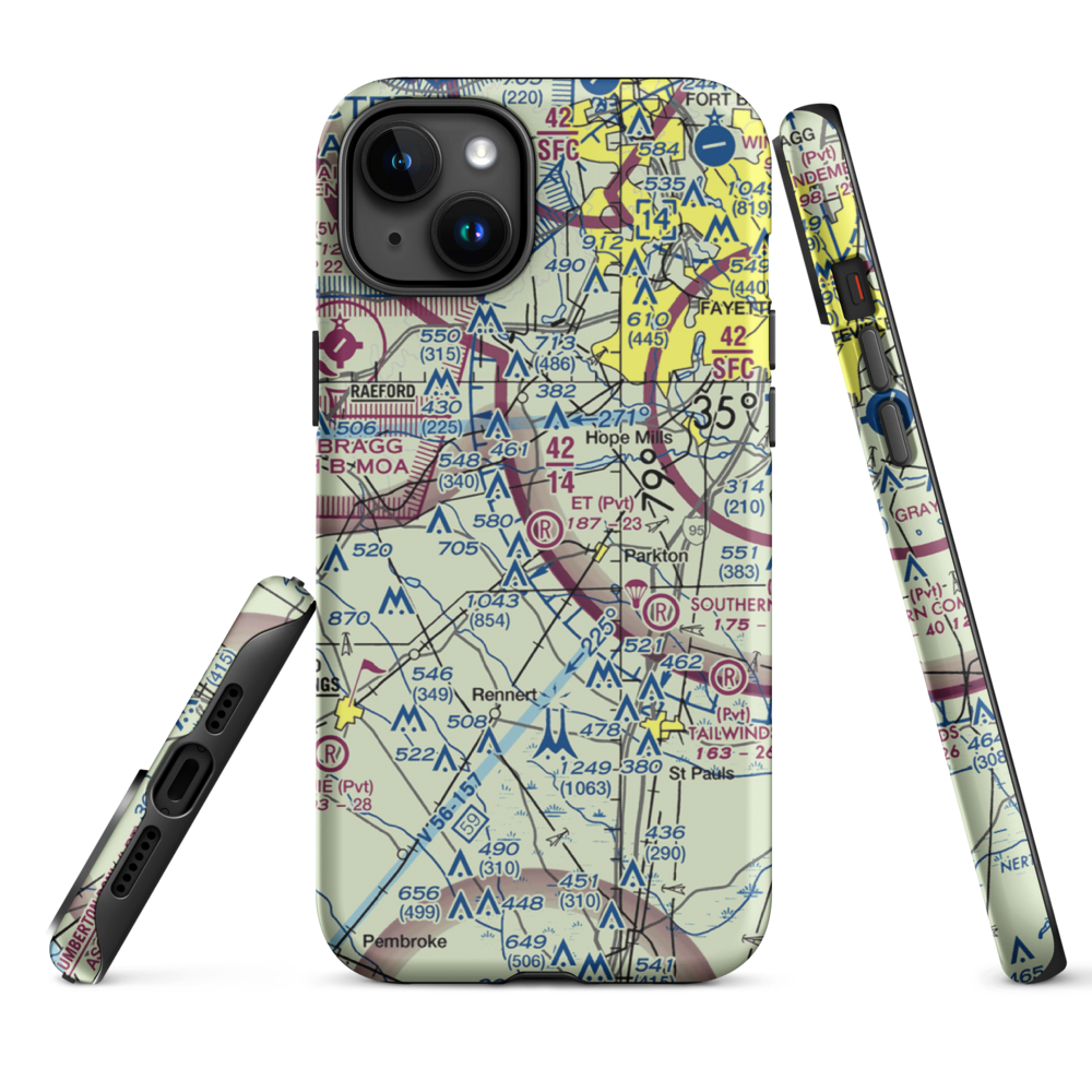 E T Field (NC71) VFR Sectional  Tough iPhone Case iPhone 15 Plus model shown