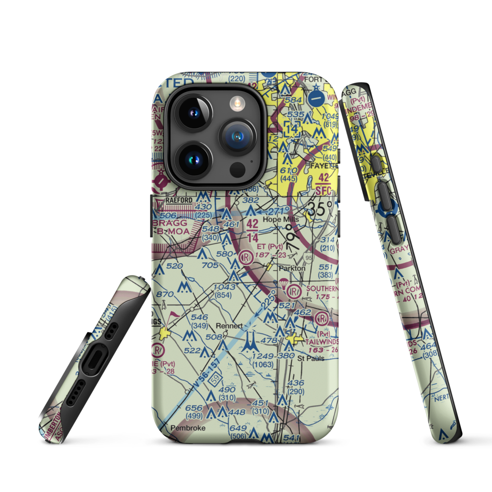 E T Field (NC71) VFR Sectional  Tough iPhone Case iPhone 15 Pro model shown
