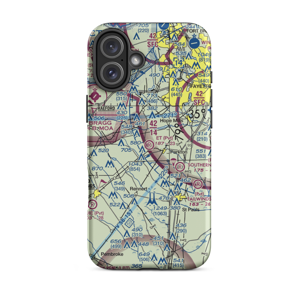 E T Field (NC71) VFR Sectional  Tough iPhone Case iPhone 16 Plus model shown