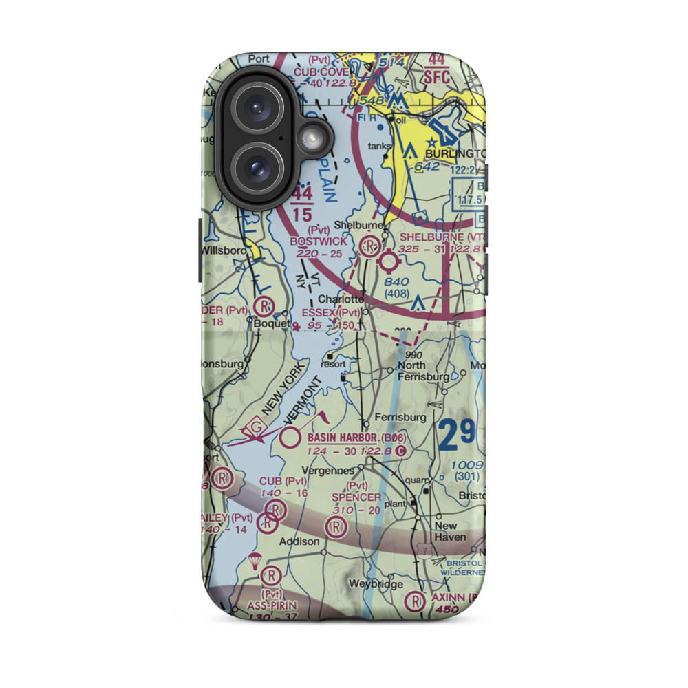 E.A.Deeds Farm Airport (VT12) VFR Sectional  Tough iPhone Case iPhone 16 Plus model shown