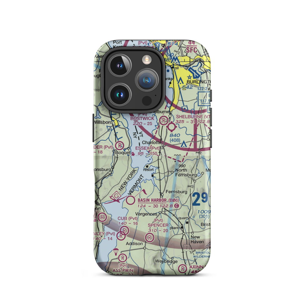 E.A.Deeds Farm Airport (VT12) VFR Sectional  Tough iPhone Case iPhone 16 Pro model shown