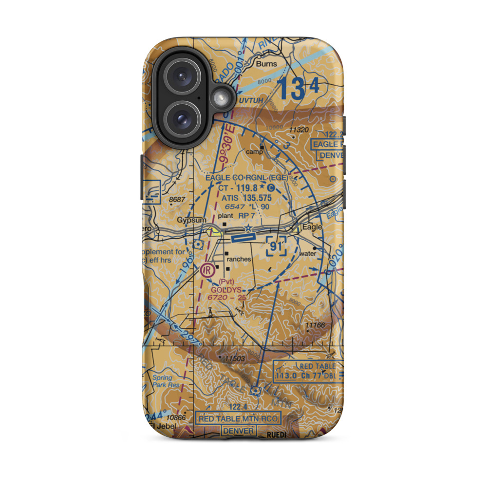 Eagle County Regional Airport (EGE) VFR Sectional  Tough iPhone Case iPhone 16 Plus model shown