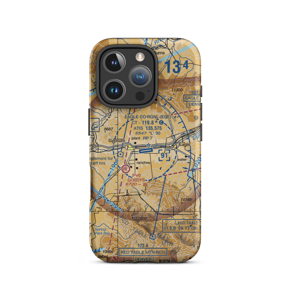 Eagle County Regional Airport (EGE) VFR Sectional  Tough iPhone Case iPhone 16 Pro model shown