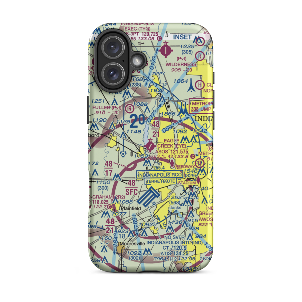 Eagle Creek Airpark (EYE) VFR Sectional  Tough iPhone Case iPhone 16 Plus model shown