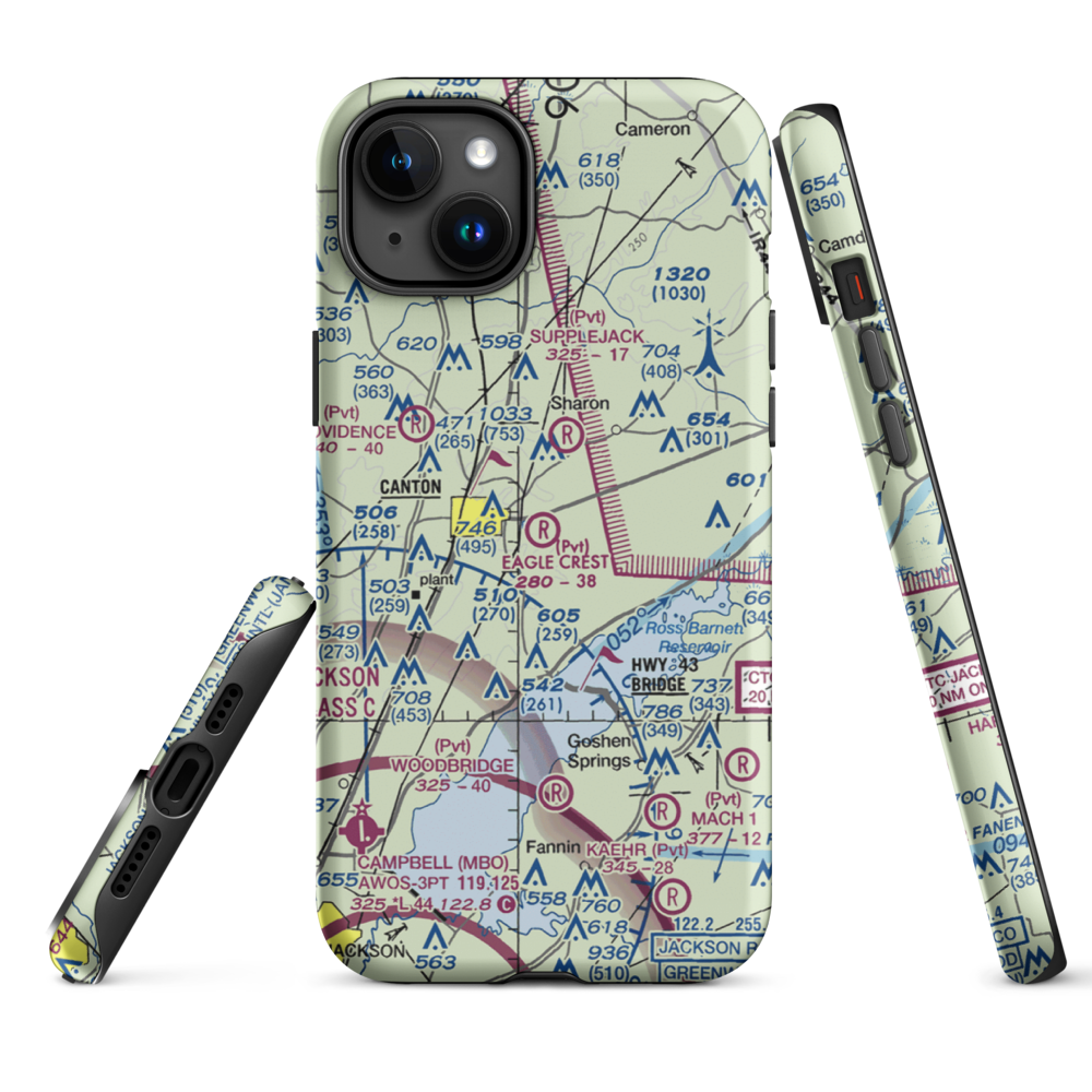 Eagle Crest Estates Airport (7MS1) VFR Sectional  Tough iPhone Case iPhone 15 Plus model shown