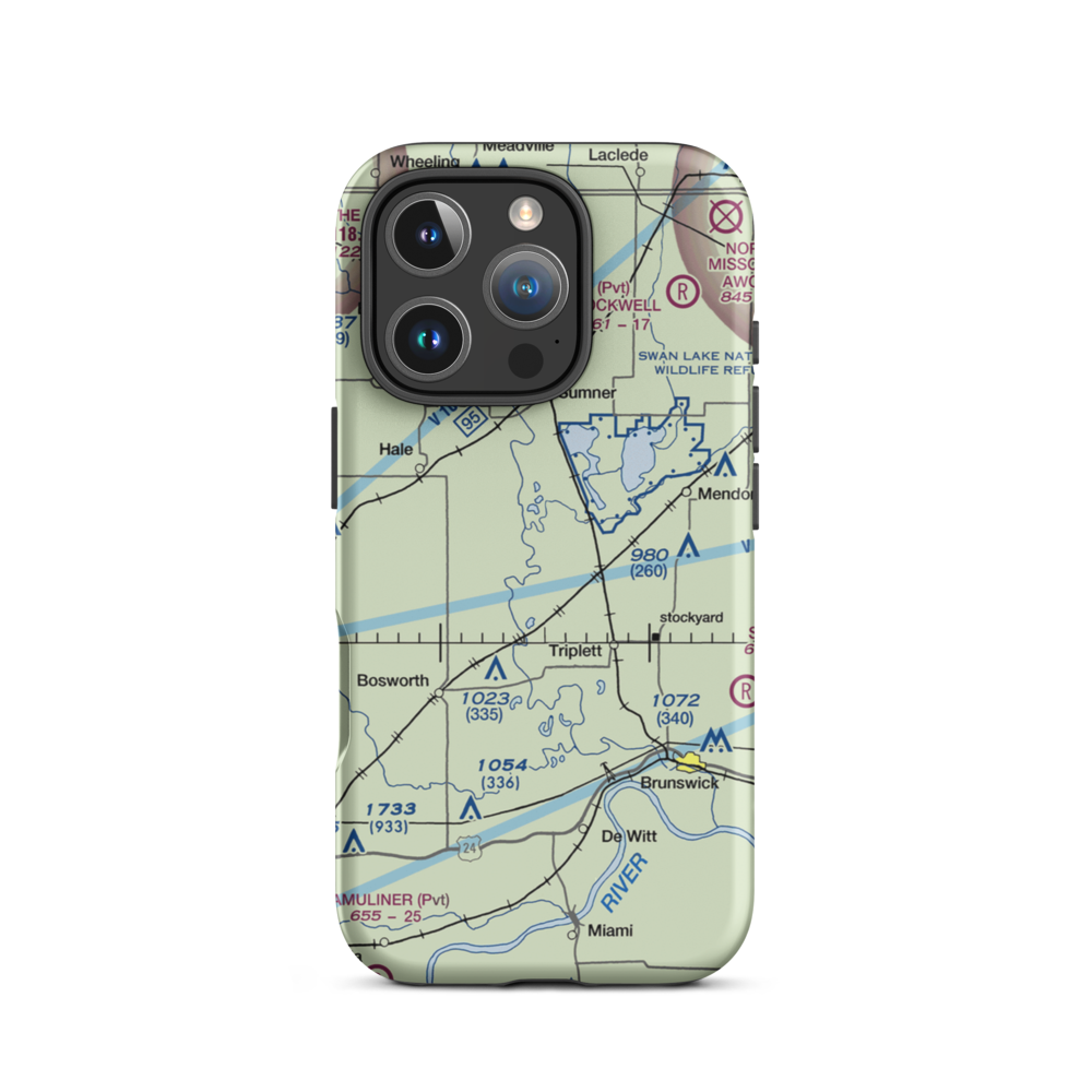 Eagle Lodge Airport (9MO9) VFR Sectional  Tough iPhone Case iPhone 16 Pro model shown
