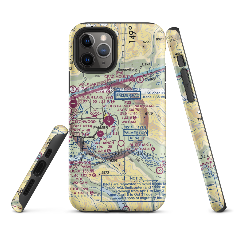 Eagle Nest Airport (AK88) VFR Sectional  Tough iPhone Case iPhone 11 Pro model shown
