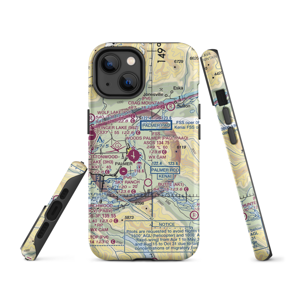 Eagle Nest Airport (AK88) VFR Sectional  Tough iPhone Case iPhone 14 model shown