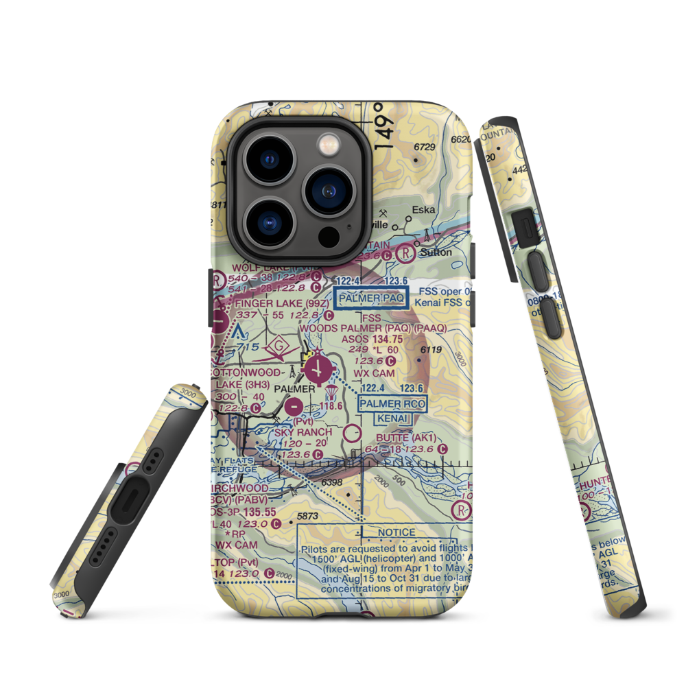 Eagle Nest Airport (AK88) VFR Sectional  Tough iPhone Case iPhone 14 Pro model shown