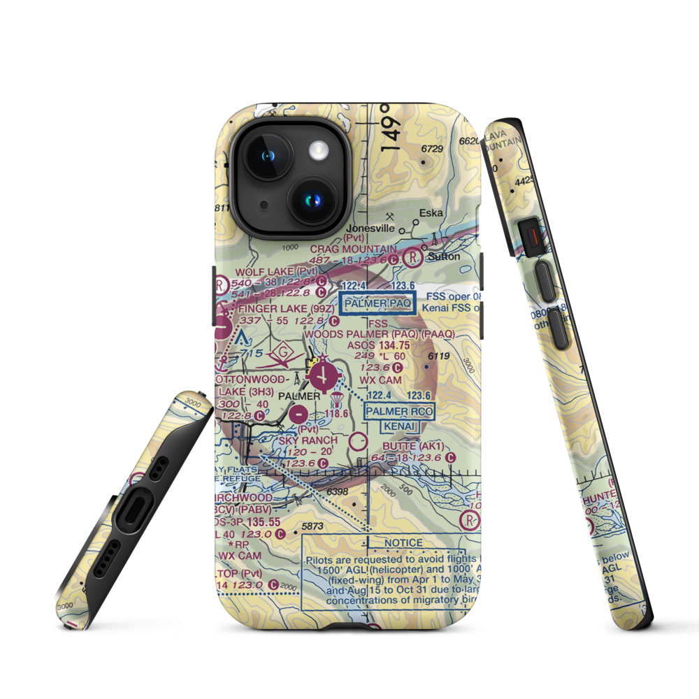 Eagle Nest Airport (AK88) VFR Sectional  Tough iPhone Case iPhone 15 model shown