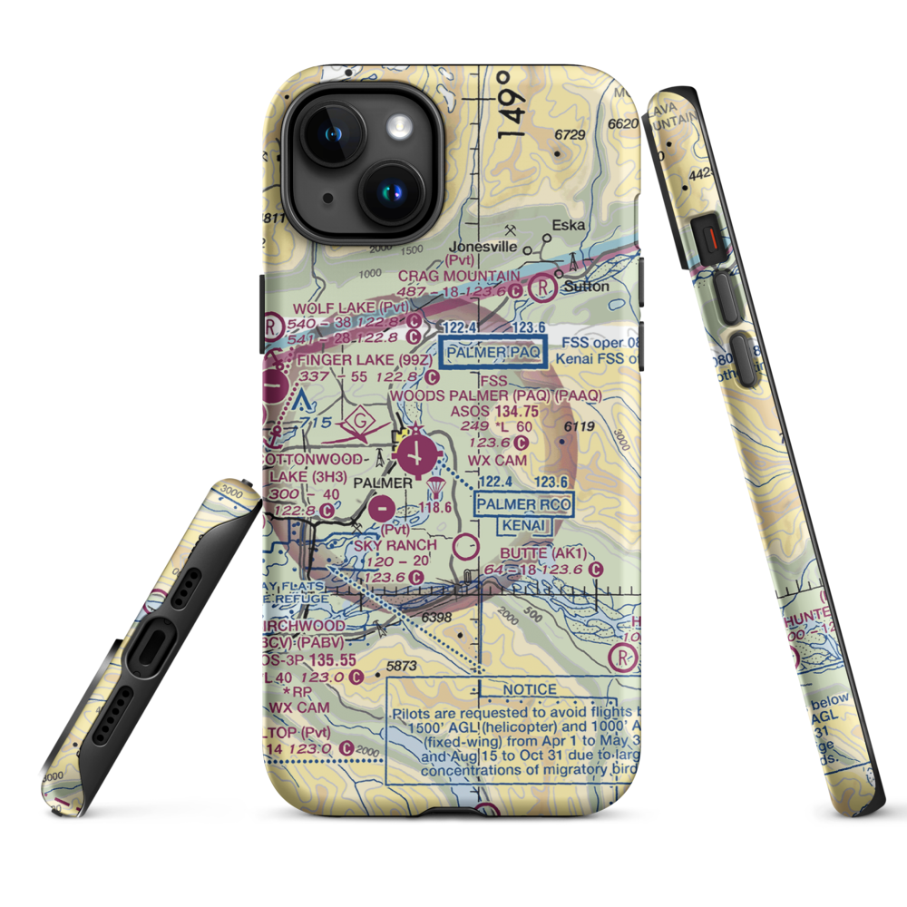 Eagle Nest Airport (AK88) VFR Sectional  Tough iPhone Case iPhone 15 Plus model shown