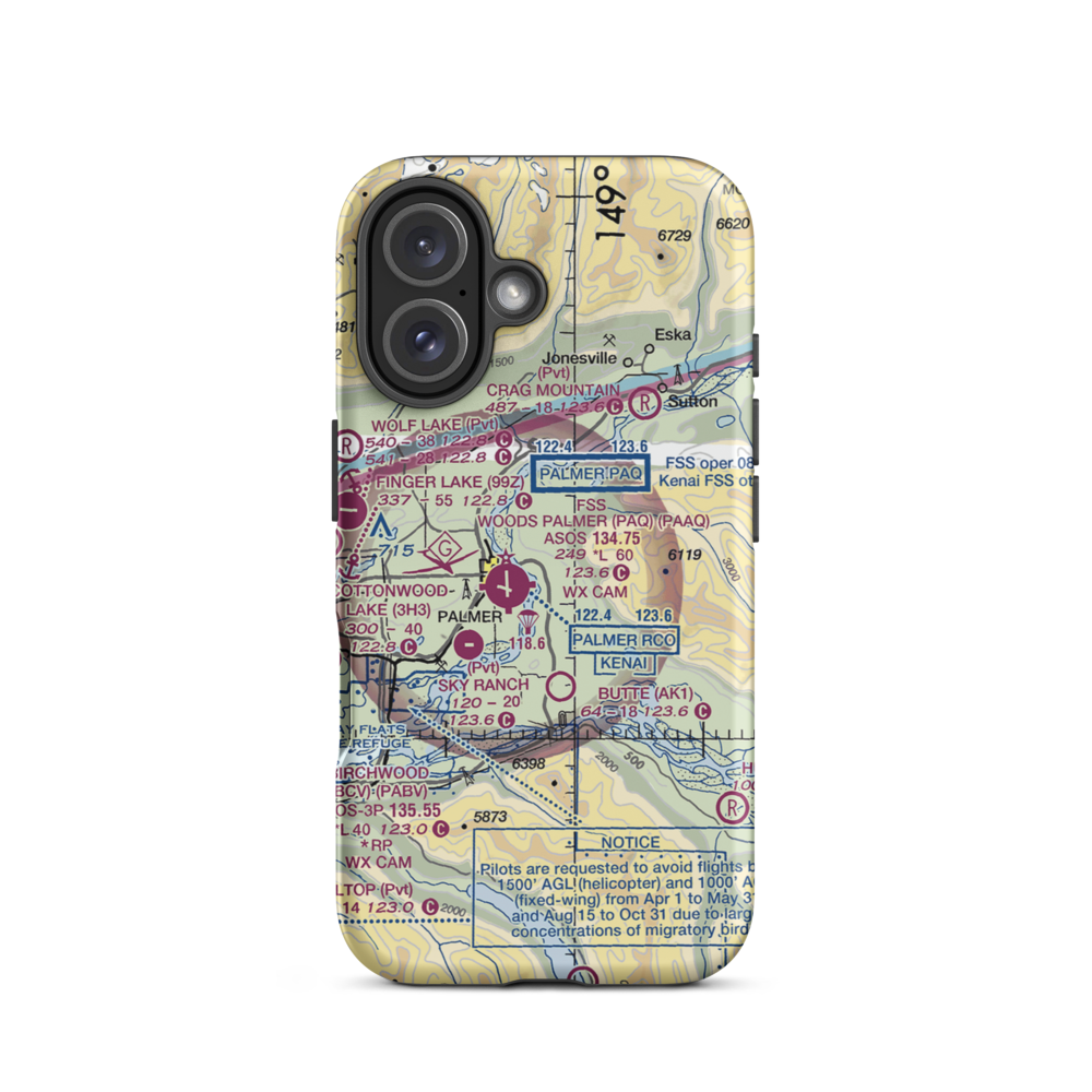 Eagle Nest Airport (AK88) VFR Sectional  Tough iPhone Case iPhone 16 model shown