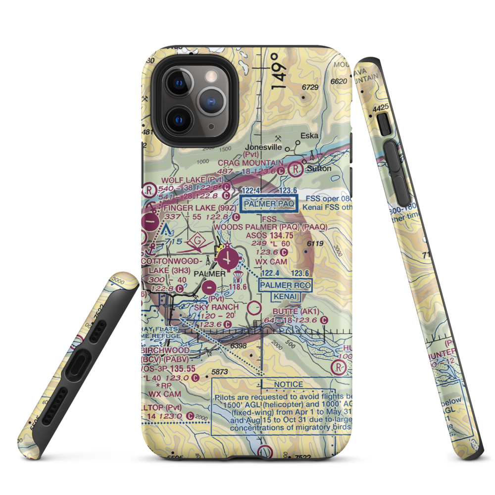 Eagle Nest Airport (AK88) VFR Sectional  Tough iPhone Case iPhone 11 Pro Max model shown