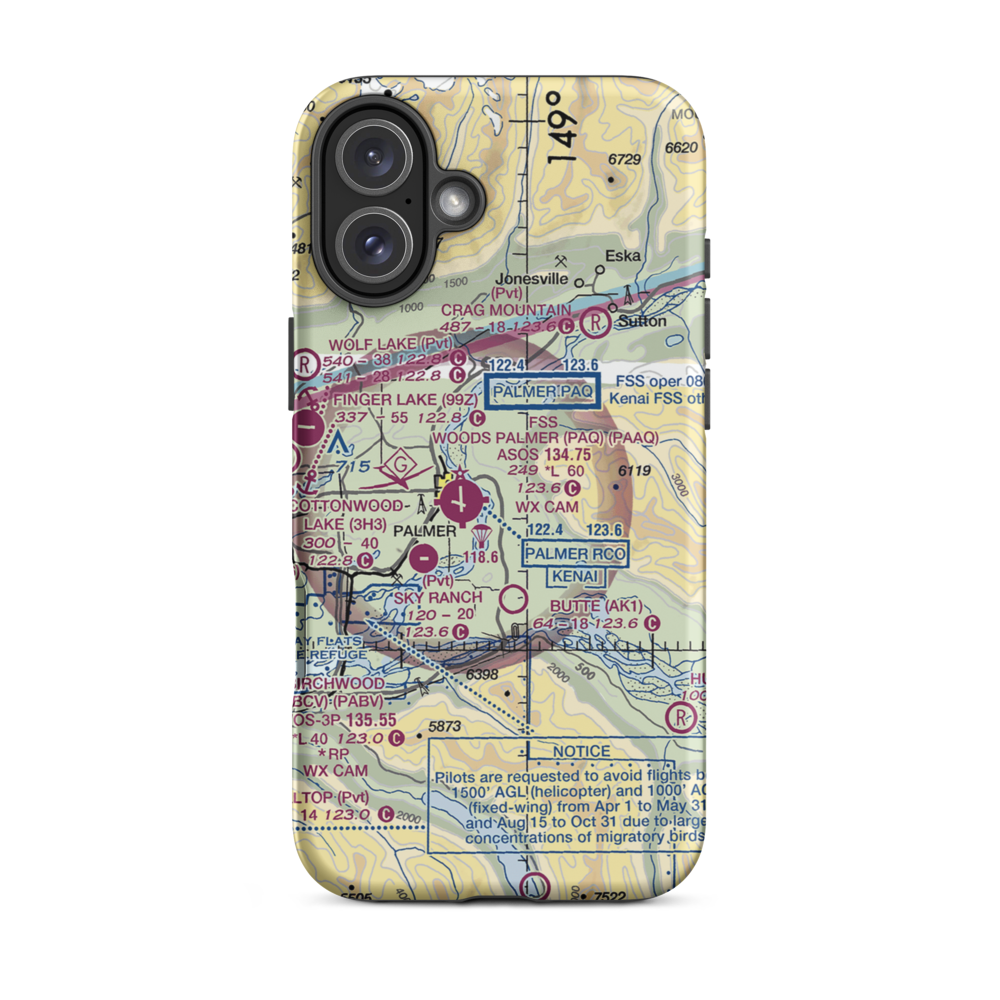 Eagle Nest Airport (AK88) VFR Sectional  Tough iPhone Case iPhone 16 Plus model shown