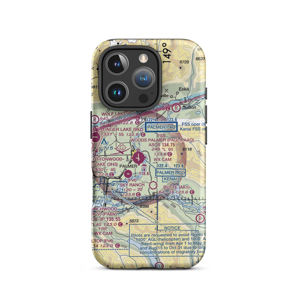 Eagle Nest Airport (AK88) VFR Sectional  Tough iPhone Case iPhone 16 Pro model shown