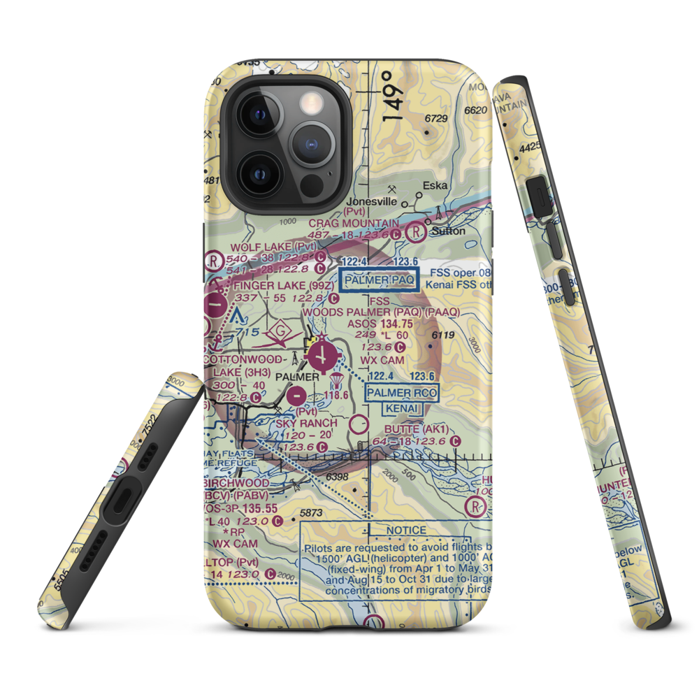 Eagle Nest Airport (AK88) VFR Sectional  Tough iPhone Case iPhone 12 Pro Max model shown
