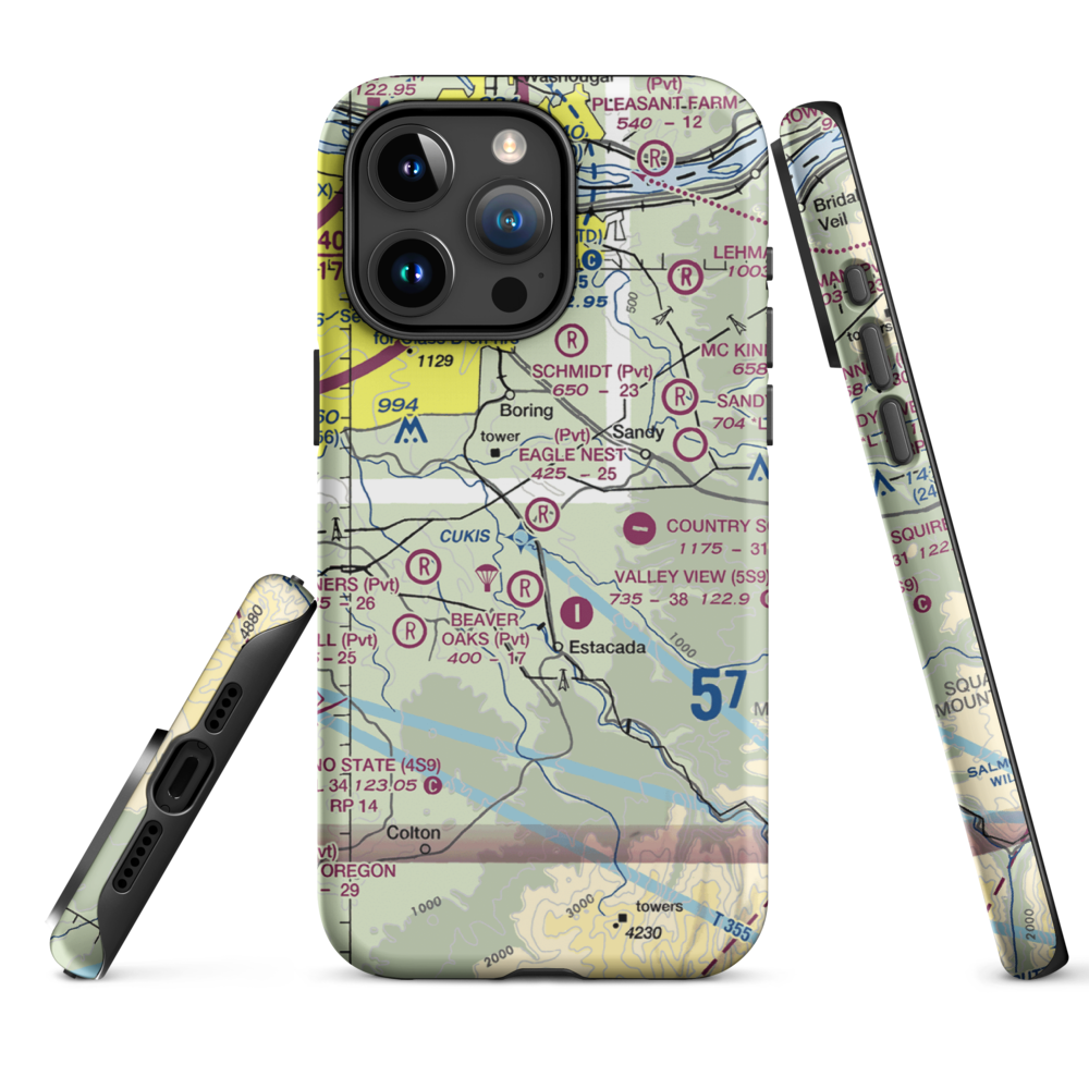 Eagle Nest Ranch Airport (OR65) VFR Sectional  Tough iPhone Case iPhone 15 Pro Max model shown