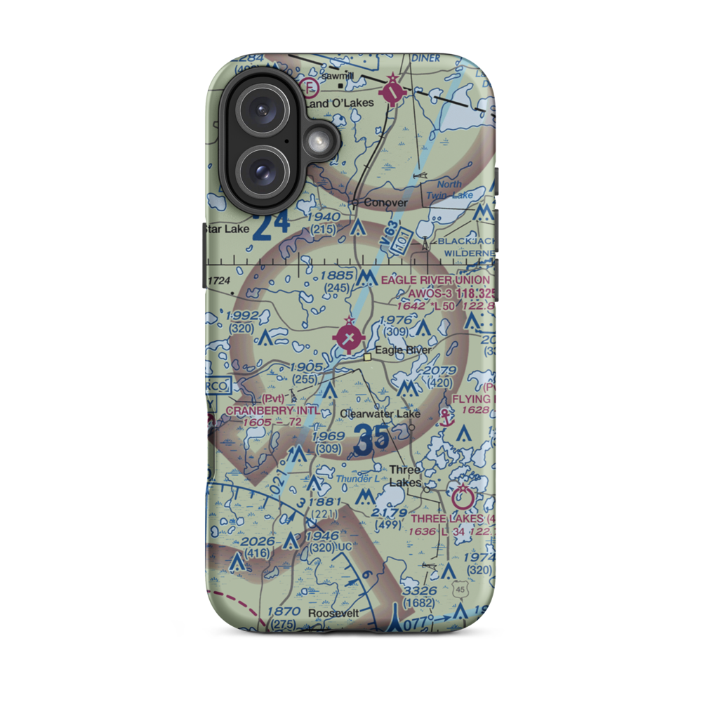 Eagle River Union Airport (EGV) VFR Sectional  Tough iPhone Case iPhone 16 Plus model shown