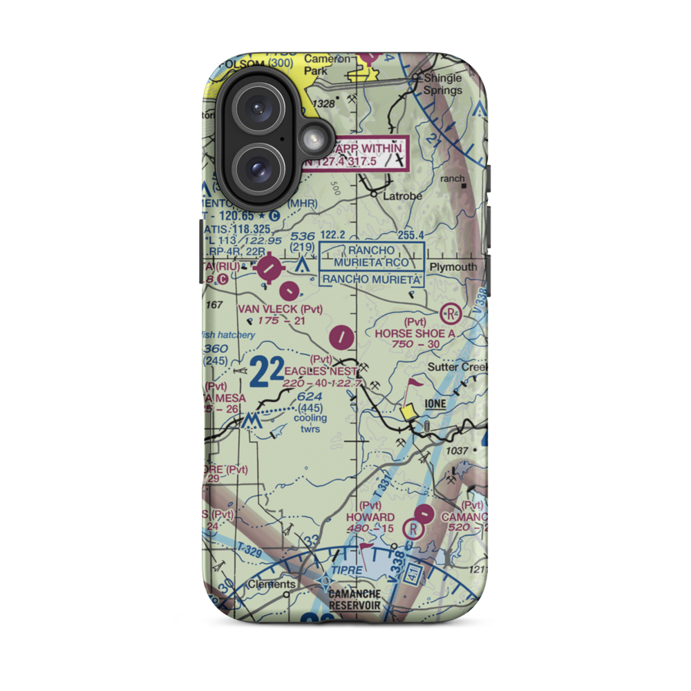 Eagle's Nest Airport (CA20) VFR Sectional  Tough iPhone Case iPhone 16 Plus model shown