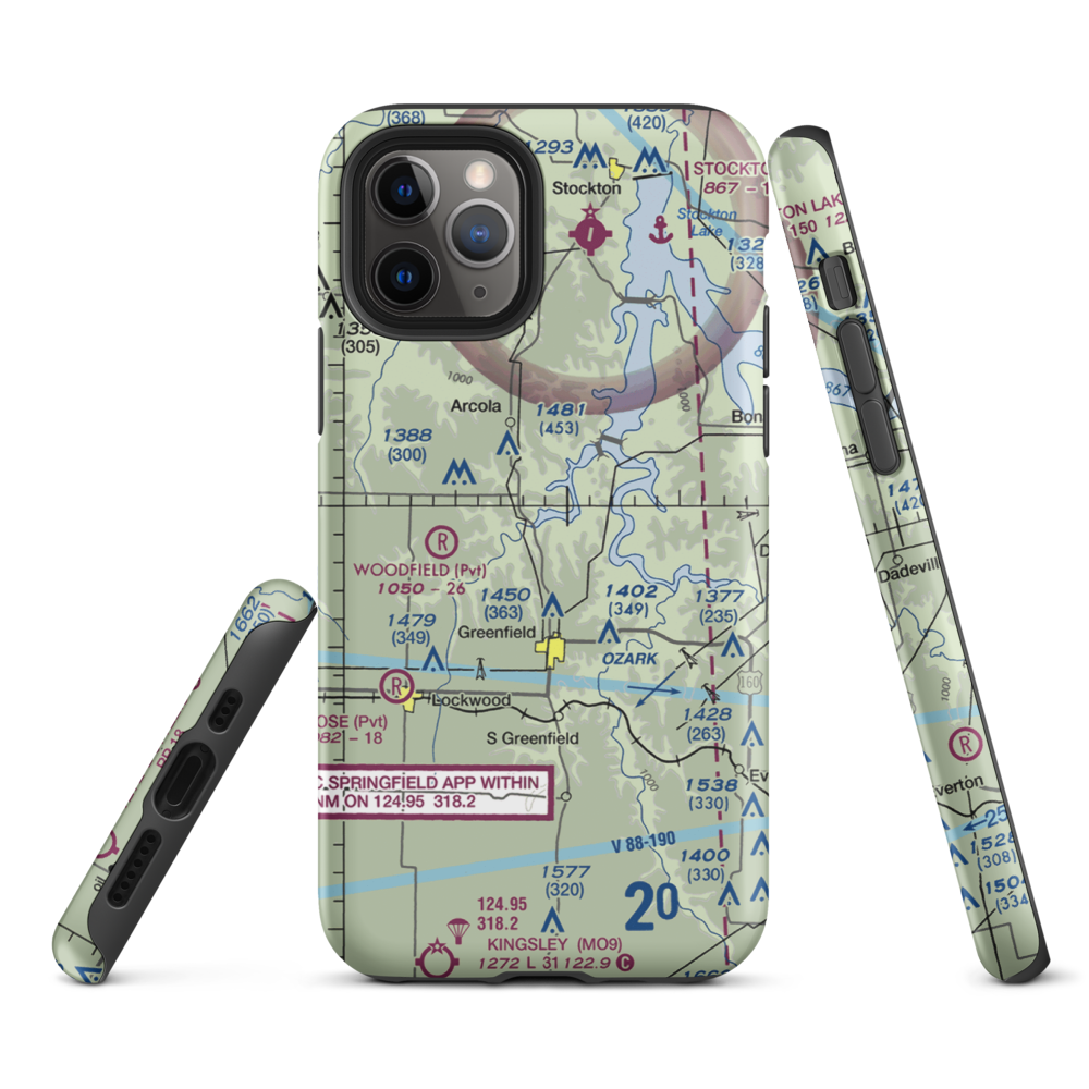 Eagle's Point & Red Barn Village Airpark (1MO9) VFR Sectional  Tough iPhone Case iPhone 11 Pro model shown
