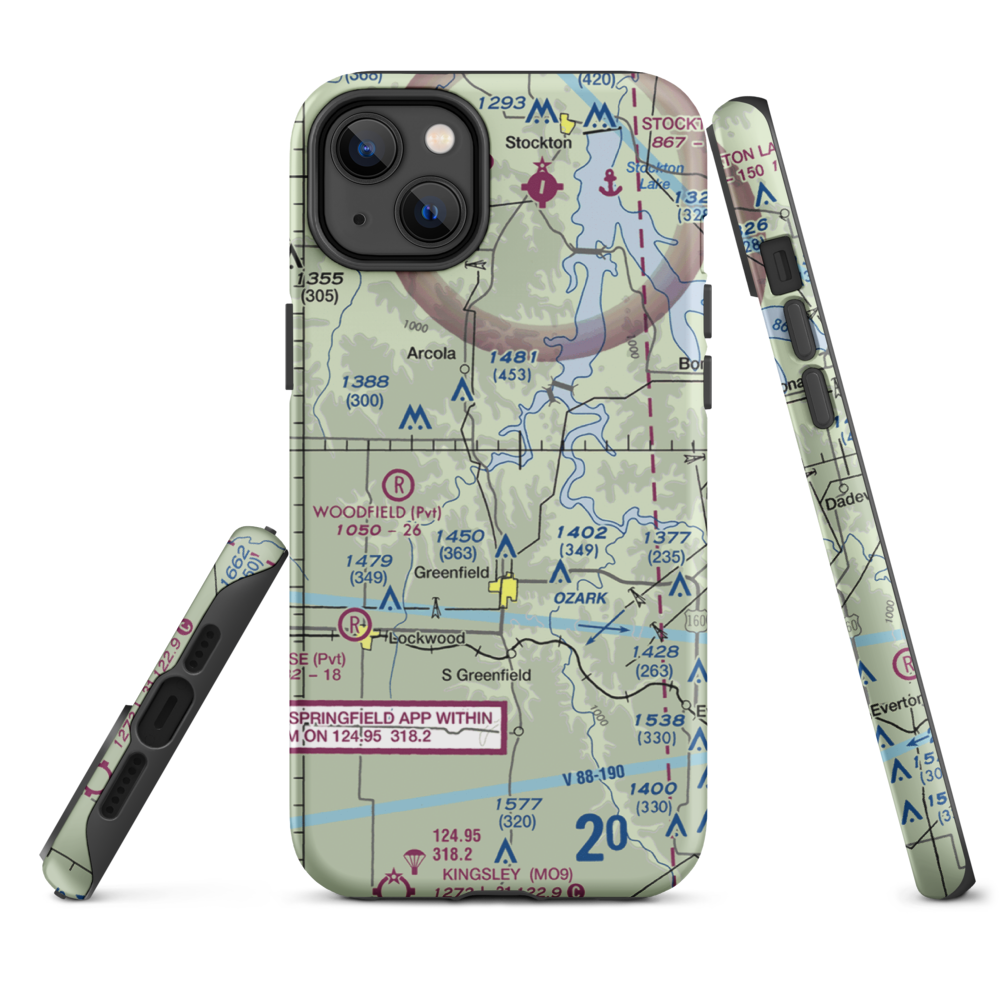 Eagle's Point & Red Barn Village Airpark (1MO9) VFR Sectional  Tough iPhone Case iPhone 14 Plus model shown