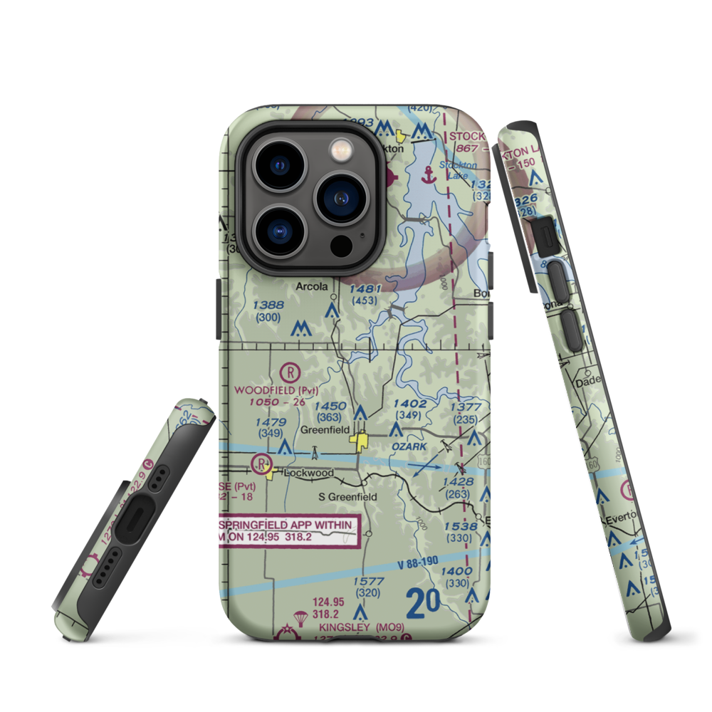 Eagle's Point & Red Barn Village Airpark (1MO9) VFR Sectional  Tough iPhone Case iPhone 14 Pro model shown
