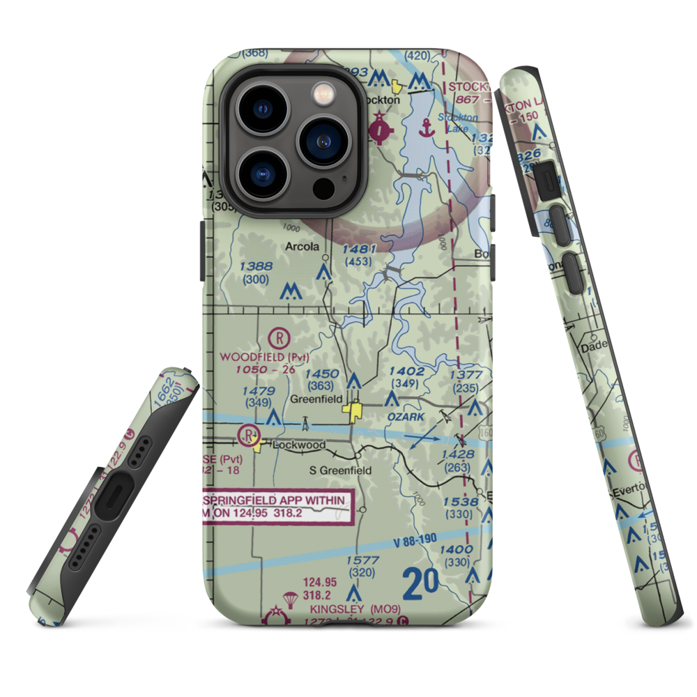 Eagle's Point & Red Barn Village Airpark (1MO9) VFR Sectional  Tough iPhone Case iPhone 14 Pro Max model shown
