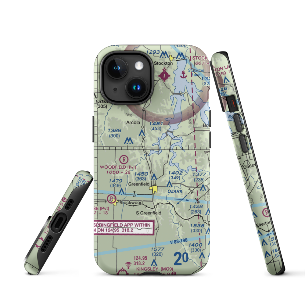 Eagle's Point & Red Barn Village Airpark (1MO9) VFR Sectional  Tough iPhone Case iPhone 15 model shown