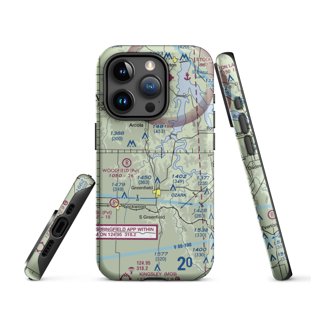 Eagle's Point & Red Barn Village Airpark (1MO9) VFR Sectional  Tough iPhone Case iPhone 15 Pro model shown