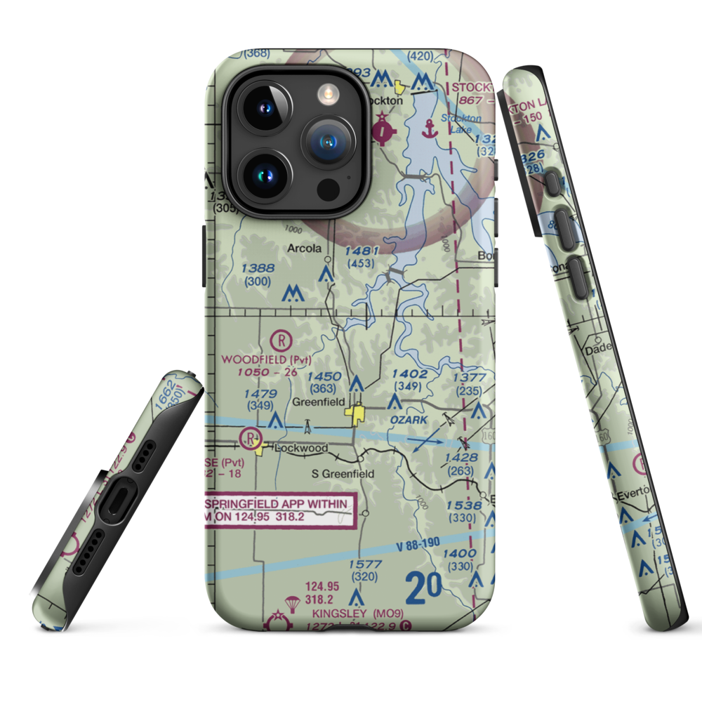 Eagle's Point & Red Barn Village Airpark (1MO9) VFR Sectional  Tough iPhone Case iPhone 15 Pro Max model shown