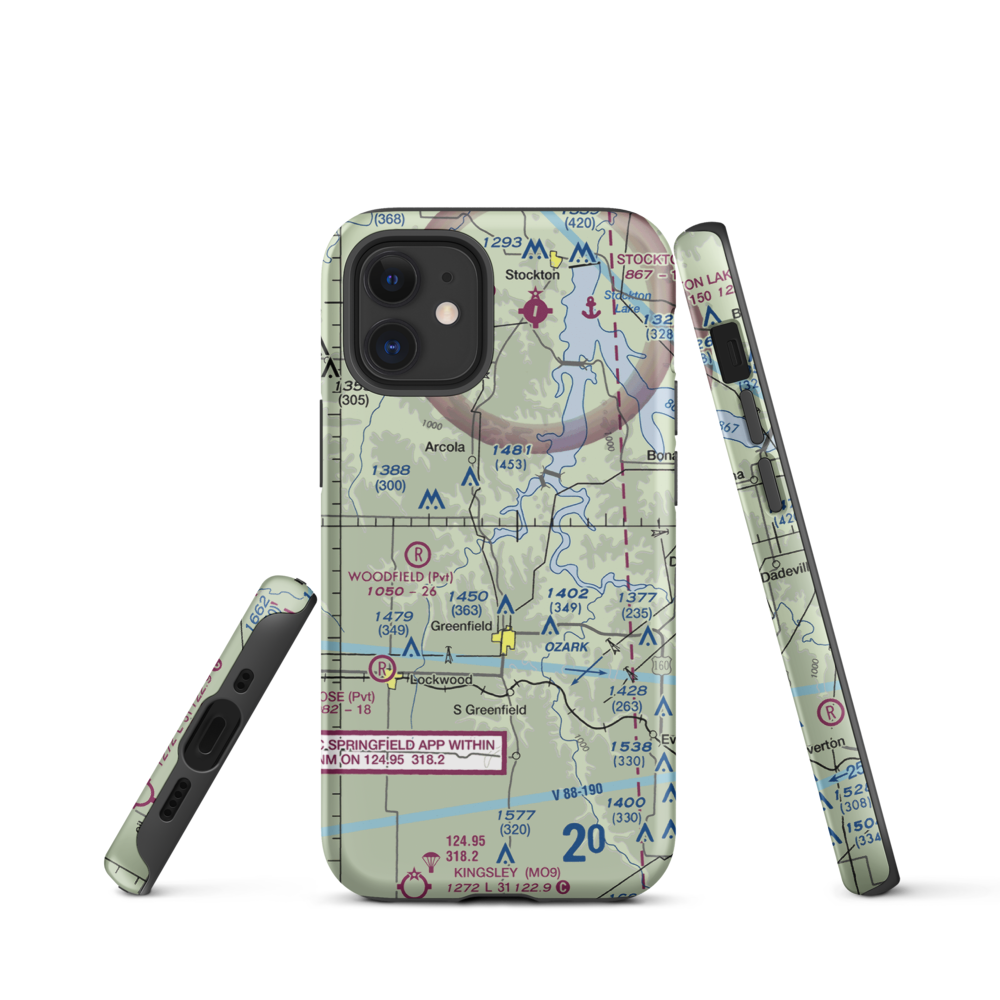Eagle's Point & Red Barn Village Airpark (1MO9) VFR Sectional  Tough iPhone Case iPhone 12 mini model shown