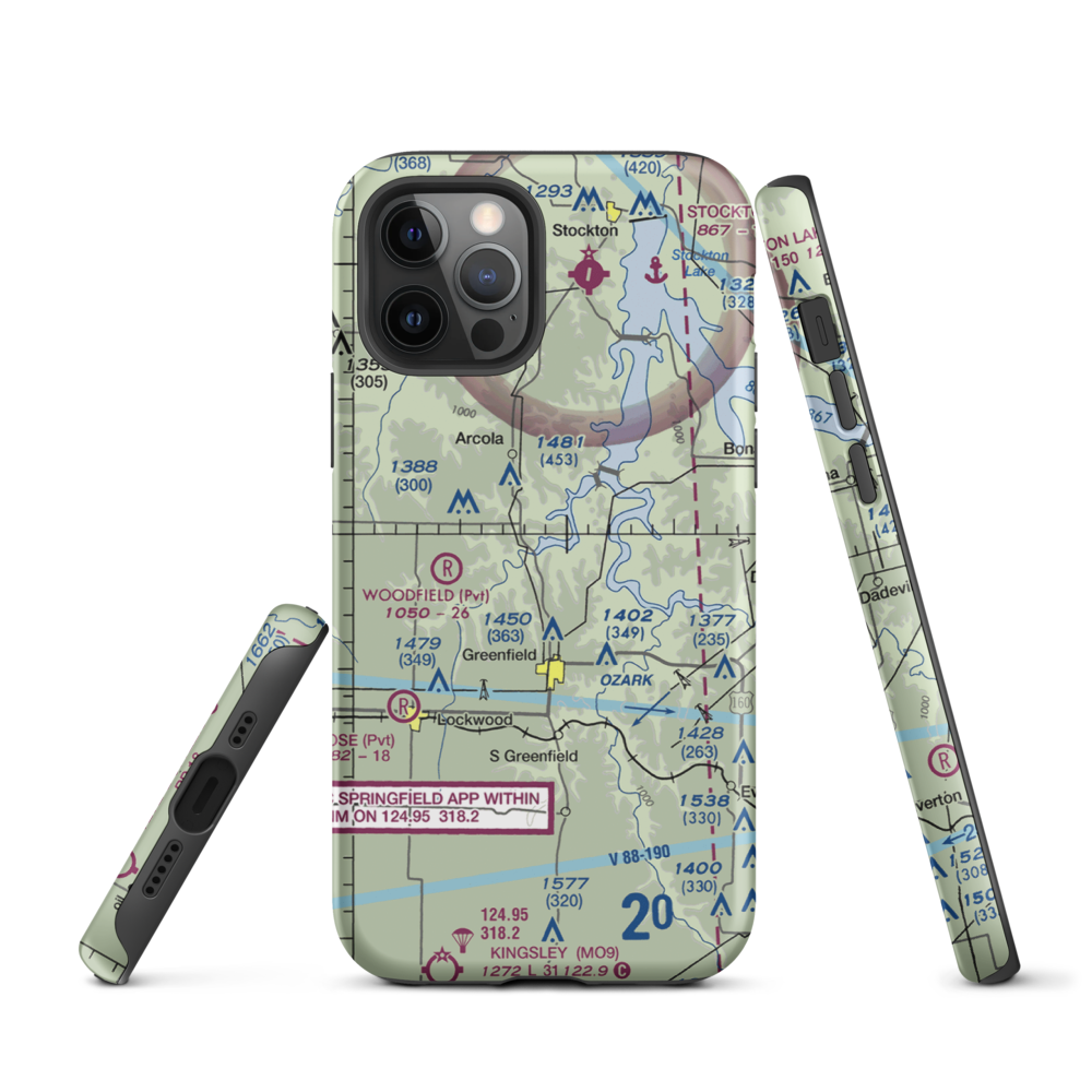 Eagle's Point & Red Barn Village Airpark (1MO9) VFR Sectional  Tough iPhone Case iPhone 12 Pro model shown