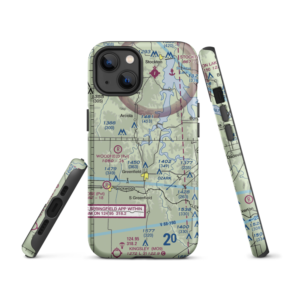 Eagle's Point & Red Barn Village Airpark (1MO9) VFR Sectional  Tough iPhone Case iPhone 13 model shown