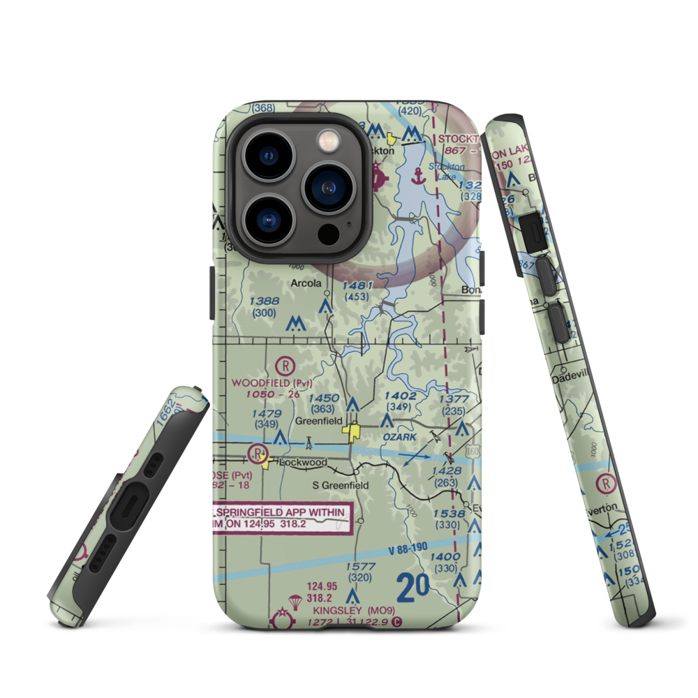 Eagle's Point & Red Barn Village Airpark (1MO9) VFR Sectional  Tough iPhone Case iPhone 13 Pro model shown