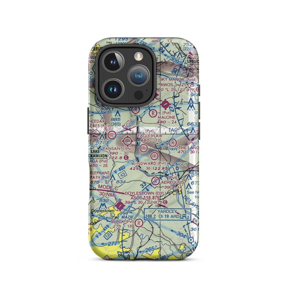 Eagles Lair Airport (NJ63) VFR Sectional  Tough iPhone Case iPhone 16 Pro model shown