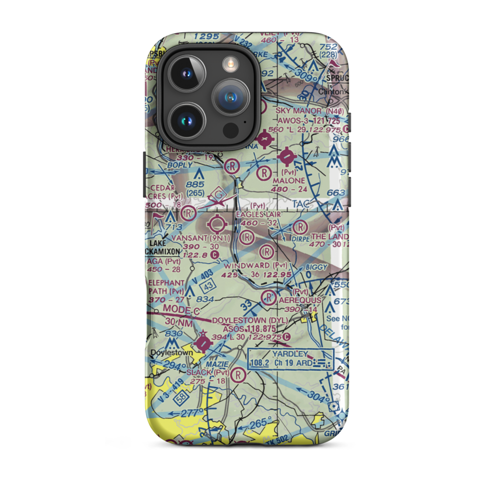 Eagles Lair Airport (NJ63) VFR Sectional  Tough iPhone Case iPhone 16 Pro Max model shown
