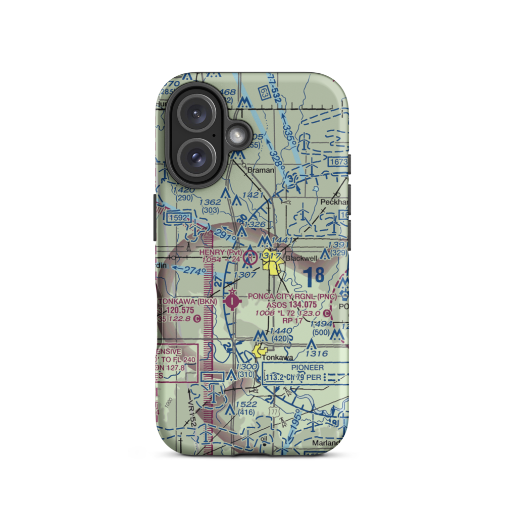 Earl Henry Airport (6OK6) VFR Sectional  Tough iPhone Case iPhone 16 model shown