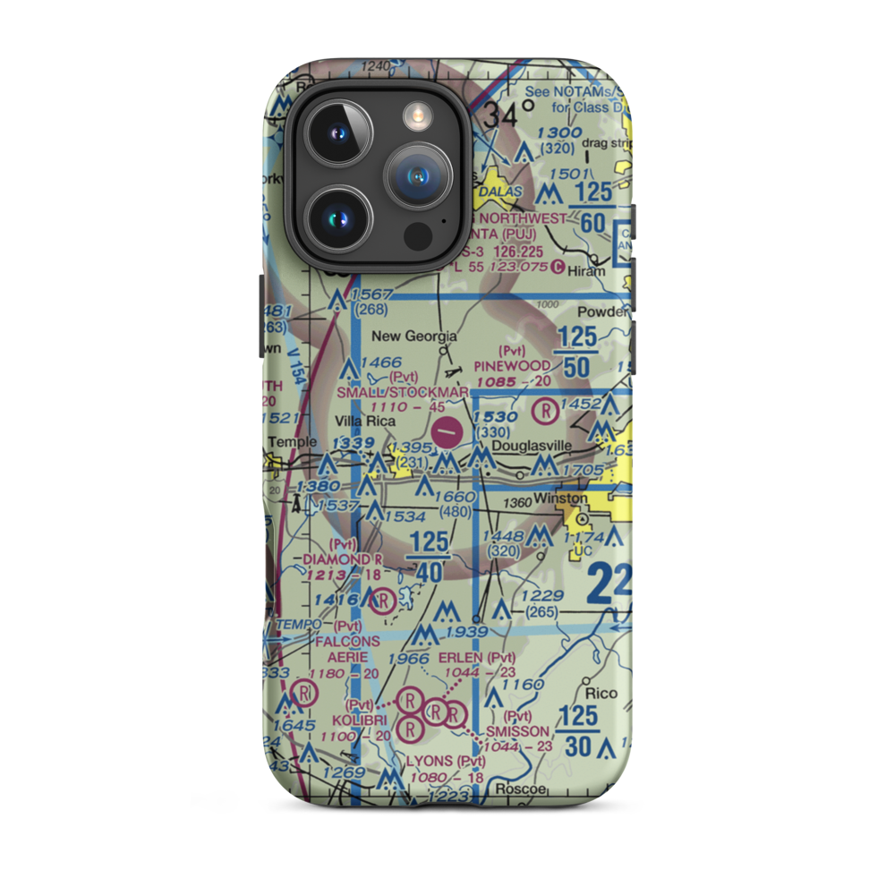 Earl L. Small Jr. Field/Stockmar Airport (20GA) VFR Sectional  Tough iPhone Case iPhone 16 Pro Max model shown