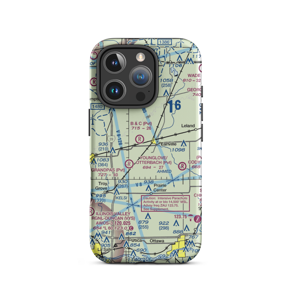 Earlville Airport (C94) VFR Sectional  Tough iPhone Case iPhone 16 Pro model shown