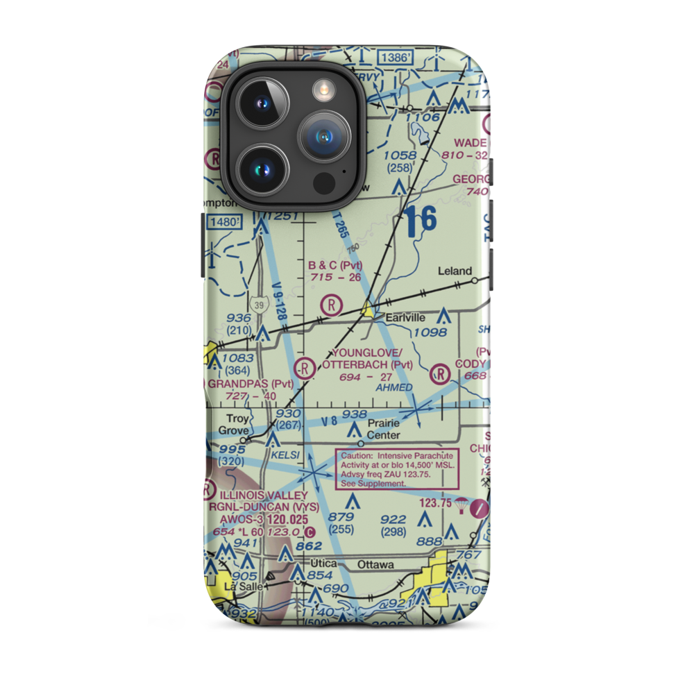 Earlville Airport (C94) VFR Sectional  Tough iPhone Case iPhone 16 Pro Max model shown