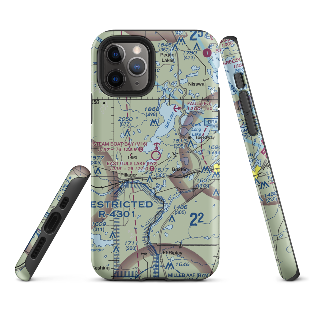 East Gull Lake Airport (9Y2) VFR Sectional  Tough iPhone Case iPhone 11 Pro model shown