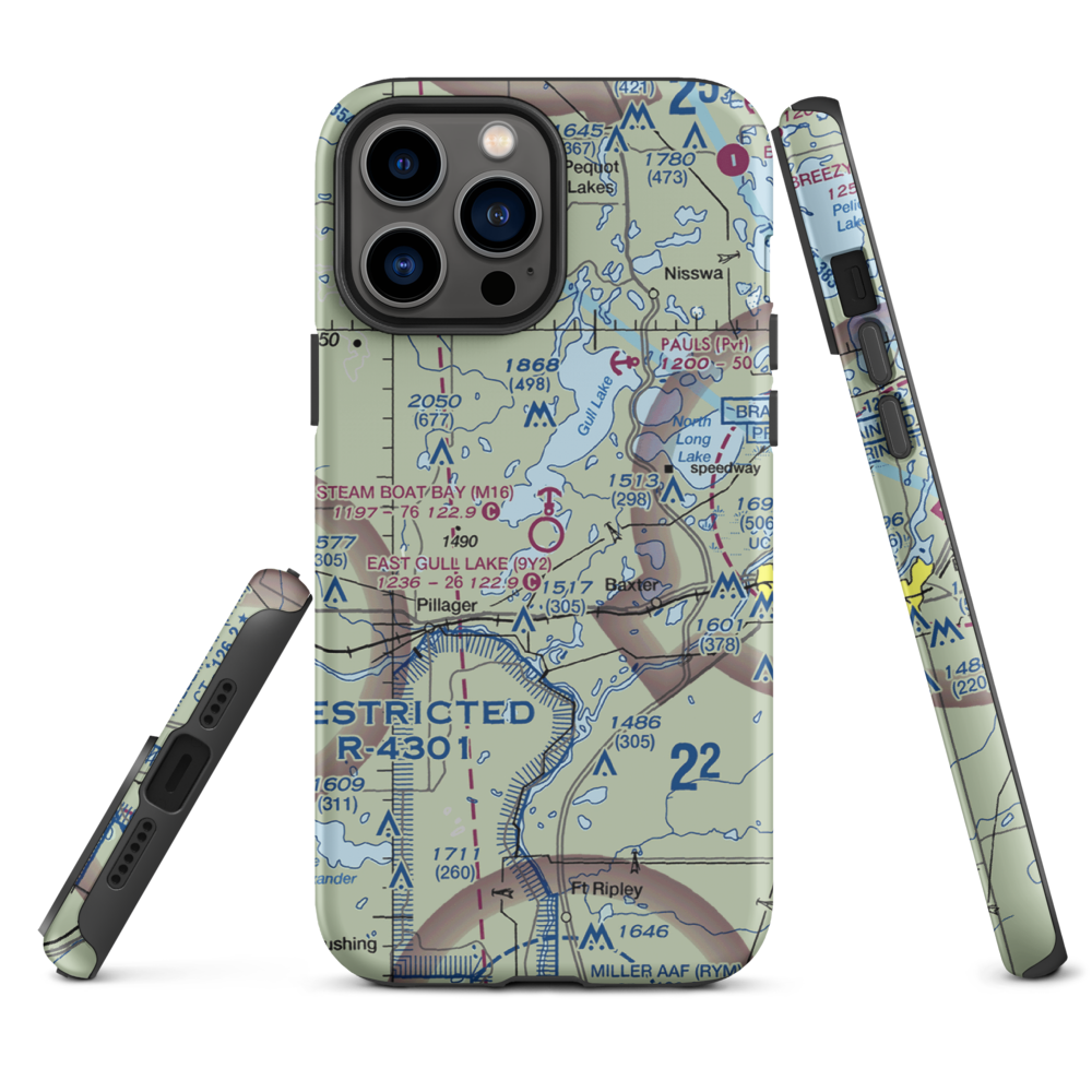 East Gull Lake Airport (9Y2) VFR Sectional  Tough iPhone Case iPhone 13 Pro Max model shown