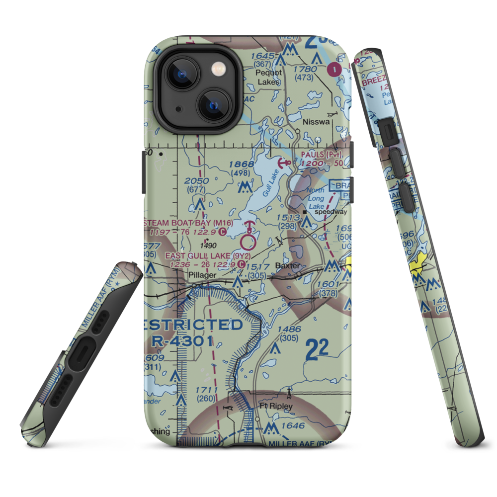 East Gull Lake Airport (9Y2) VFR Sectional  Tough iPhone Case iPhone 14 Plus model shown