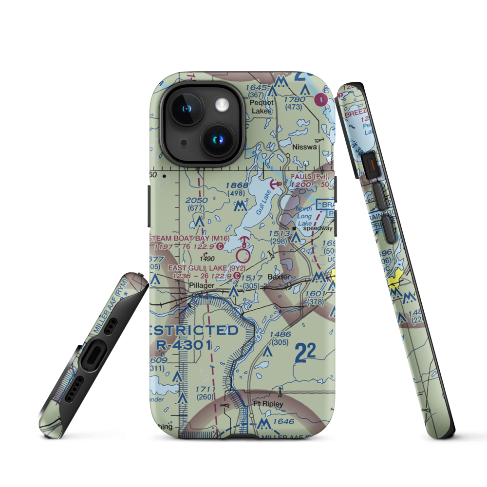 East Gull Lake Airport (9Y2) VFR Sectional  Tough iPhone Case iPhone 15 model shown