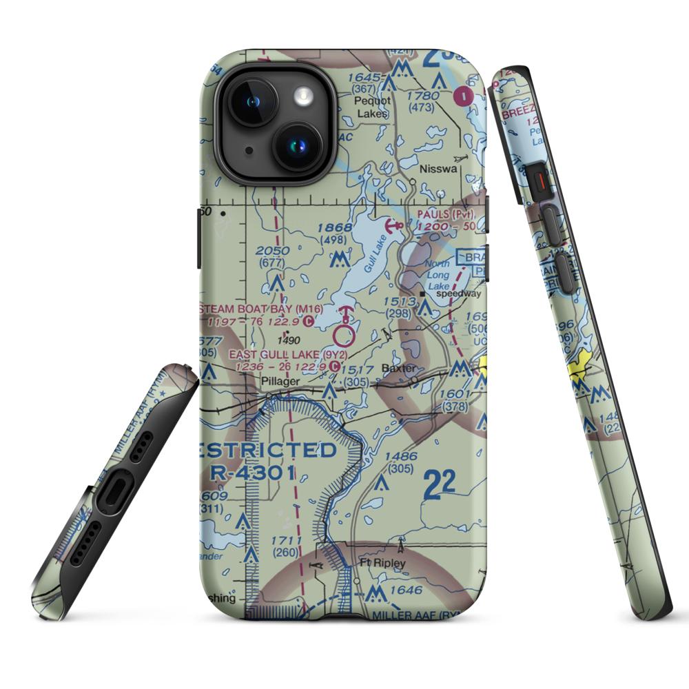 East Gull Lake Airport (9Y2) VFR Sectional  Tough iPhone Case iPhone 15 Plus model shown