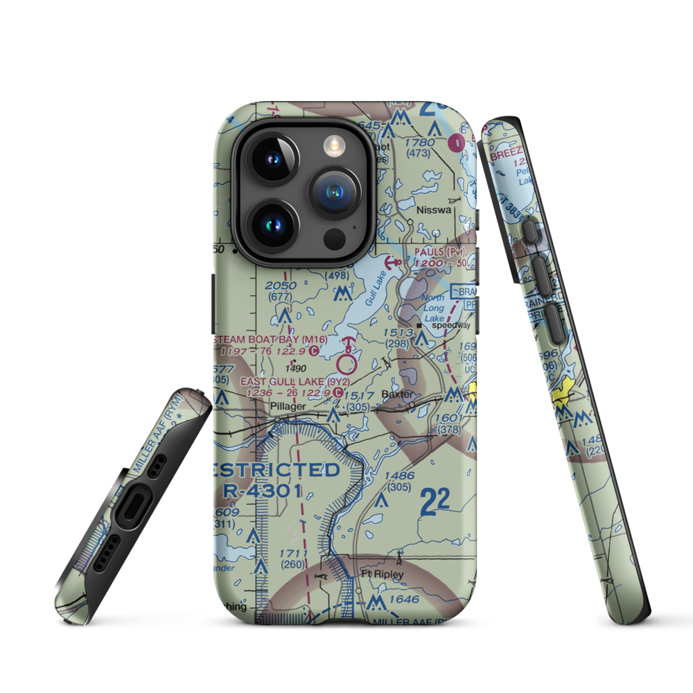 East Gull Lake Airport (9Y2) VFR Sectional  Tough iPhone Case iPhone 15 Pro model shown