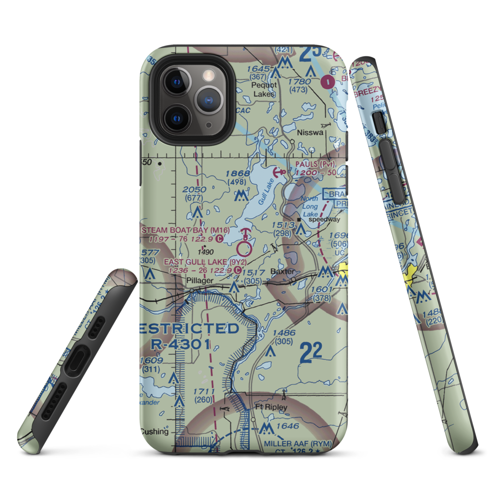 East Gull Lake Airport (9Y2) VFR Sectional  Tough iPhone Case iPhone 11 Pro Max model shown